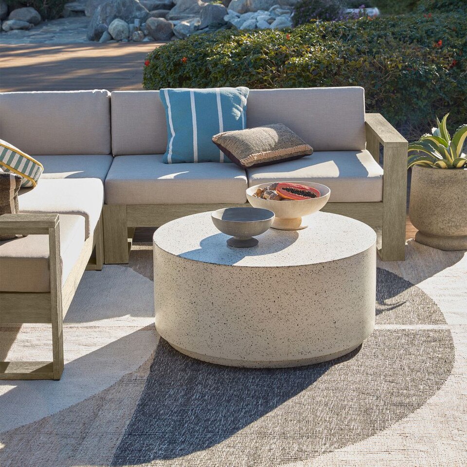 Terrazzo Drum Garden Coffee Table - Modern Outdoor Style | West Elm UK